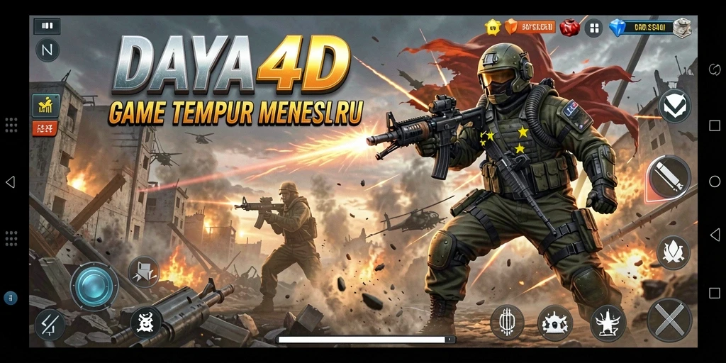 Screenshot gameplay DAYA4D menunjukkan aksi tembak-menembak yang seru.