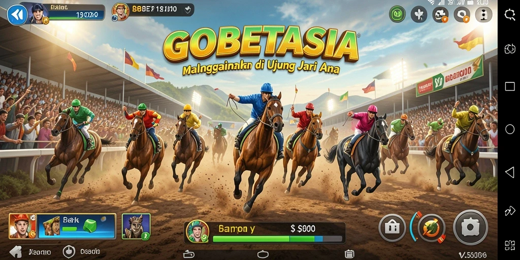 Tampilan gameplay GOBETASIA dengan aksi balapan yang intens.