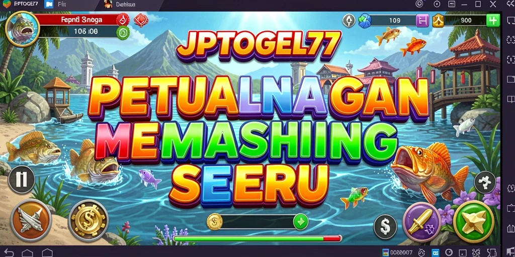 Tampilan gameplay seru dalam JPTOGEL77 saat memancing di lautan.