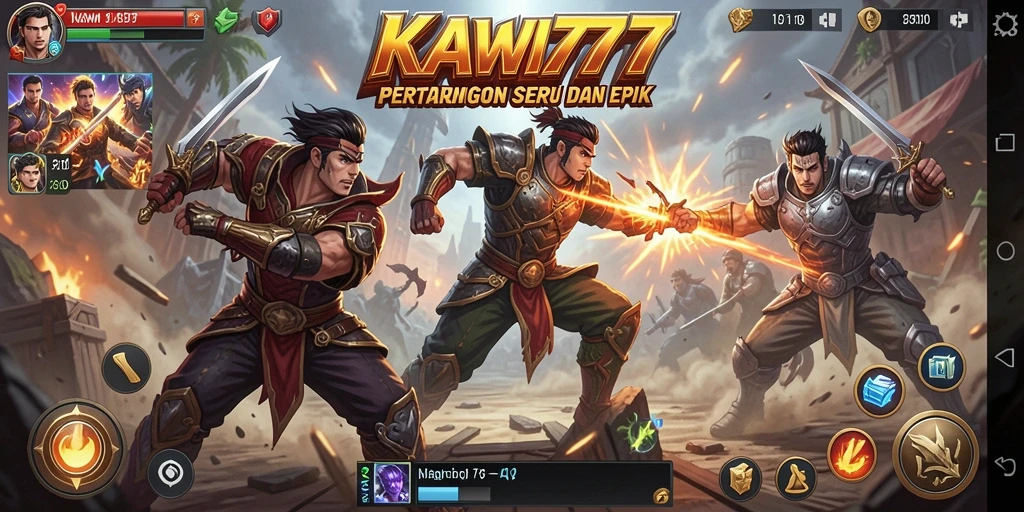 Screenshot menampilkan aksi mendebarkan dalam KAWI777.