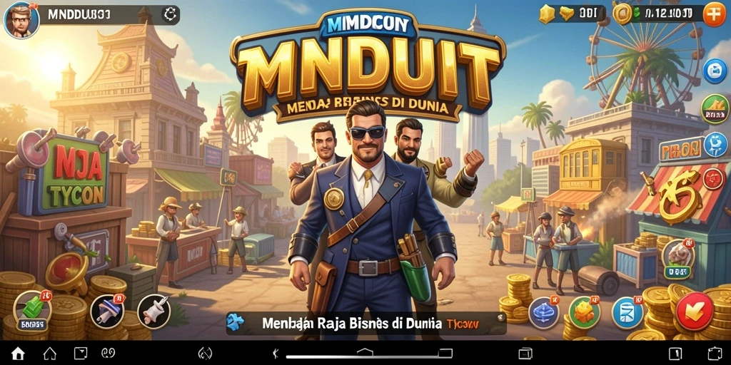 Tampilan gameplay MNDUIT yang menawan dengan elemen Tycoon yang menarik.
