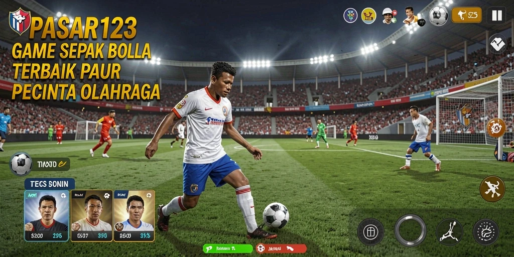 Tampilan gameplay <strong>PASAR123</strong> dengan aksi sepak bola yang menegangkan.