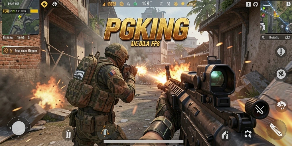 Gameplay menegangkan dalam PGKING dengan aksi tembak-menembak yang seru.