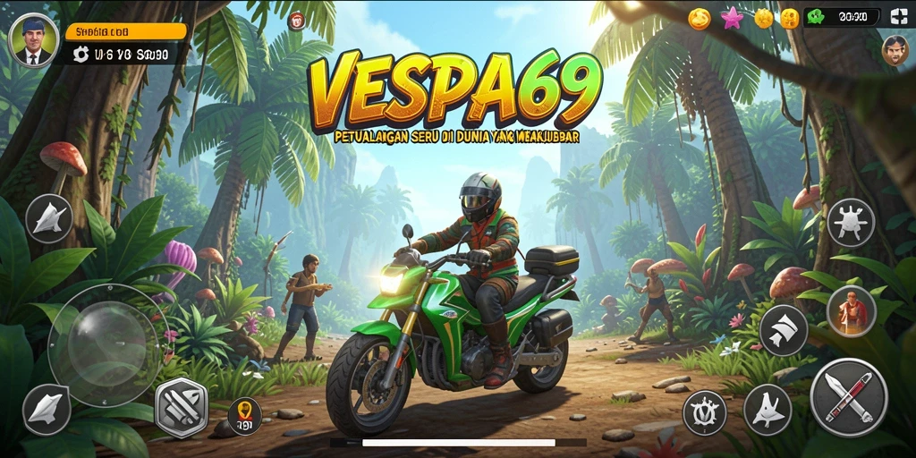 Tampilan gameplay VESPA69 yang penuh aksi dan petualangan.