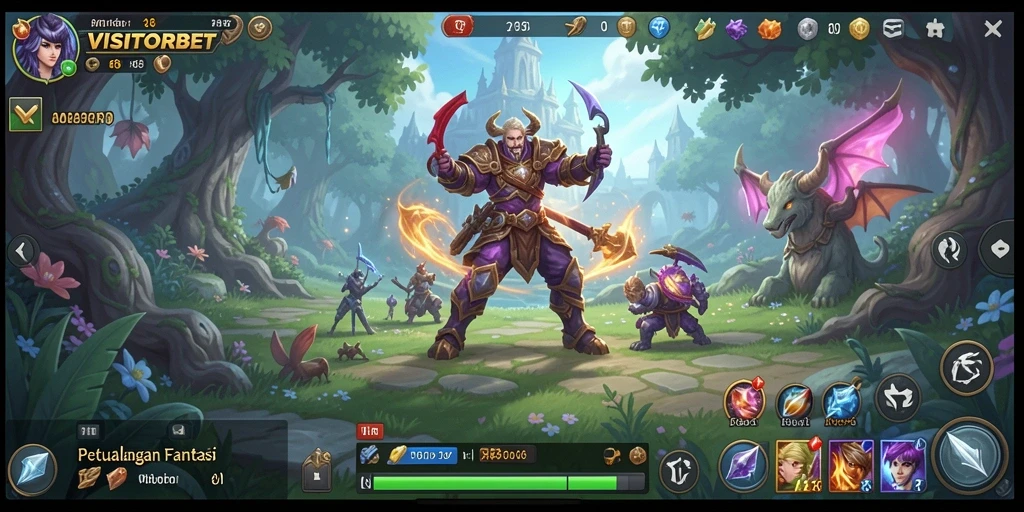 Screenshot gameplay VISITORBET yang menampilkan pertarungan seru dan karakter unik.
