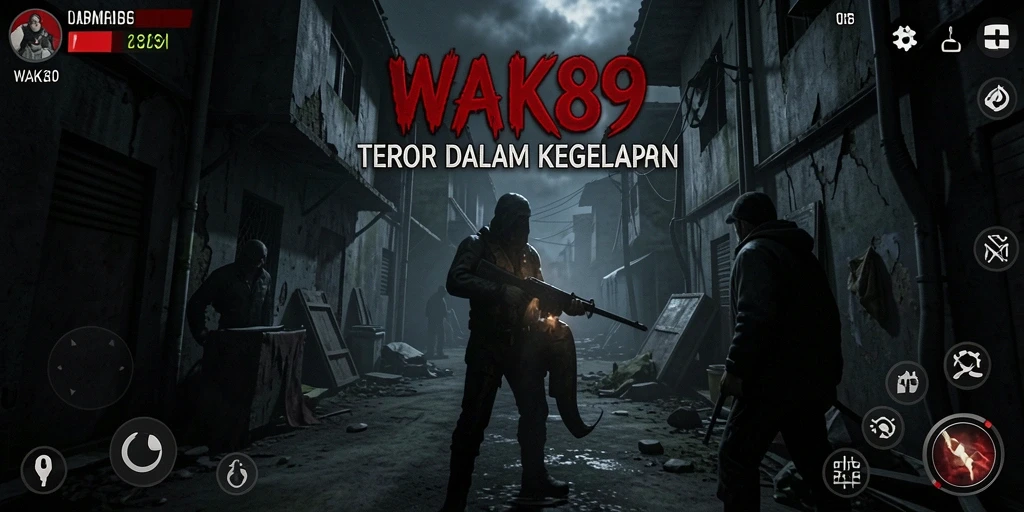 Screenshot utama menampilkan suasana mencekam dalam WAK89 saat pemain menjelajahi ruangan angker.