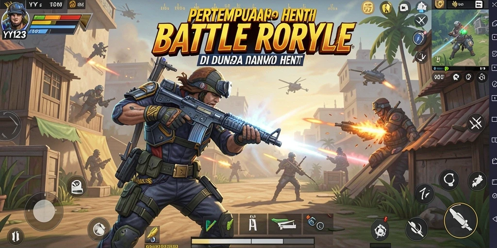 Tampilan gameplay seru dalam pertarungan Battle Royale di YY123.